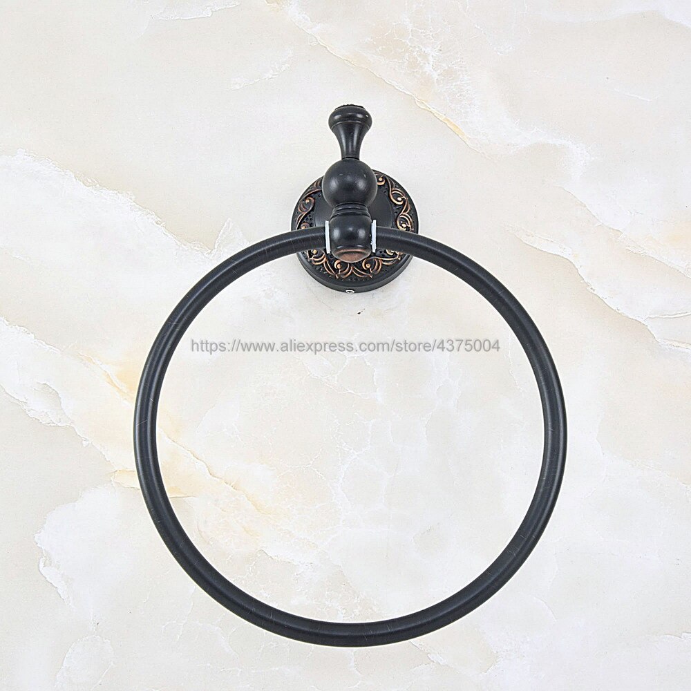 Negro aceitado de aceite de latón anillo montaje en pared accesorios de baño anillo toalla Toalla de baño Baño hardware Nba856