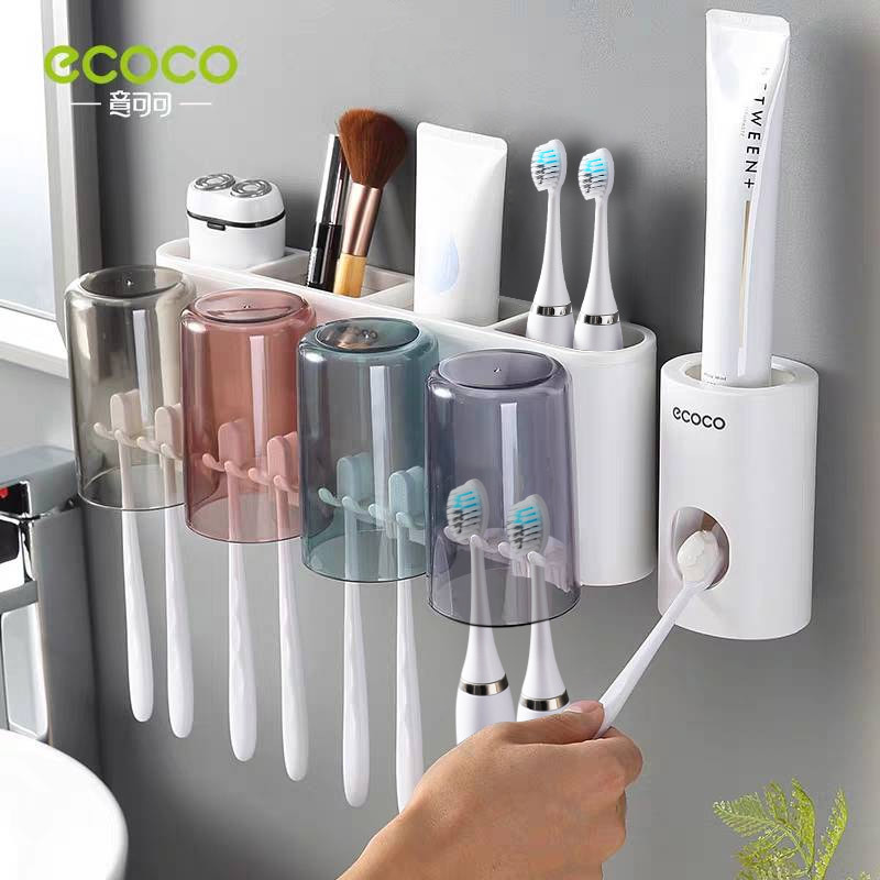 ECOCO Toothpaste Dispenser Wall-Mounted Automatic Toothpaste Squeezer Toothpaste Holder For Wall Hanging Bathroom Accessories