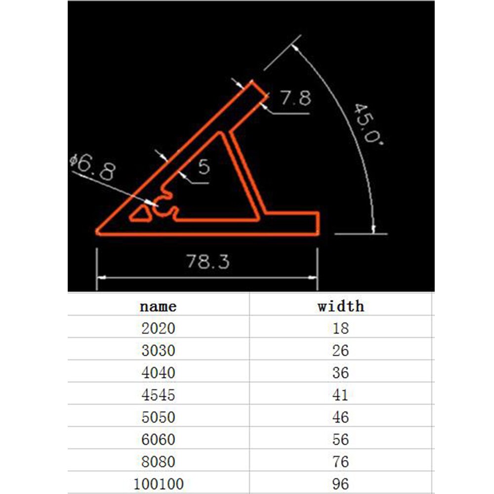 1PC 45 Degree Profile Bracket Industrial High Intensity Corner for 6060 8080 100100 Aluminum Profile