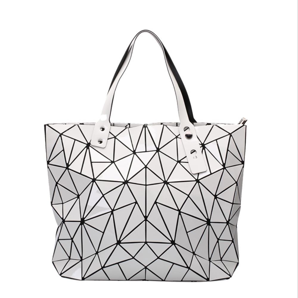 Bolso de hombro luminoso , bolso geométrico a la para mujer, bolso de mano con asa superior, bolso de corcho para chica y cartera: Blanco