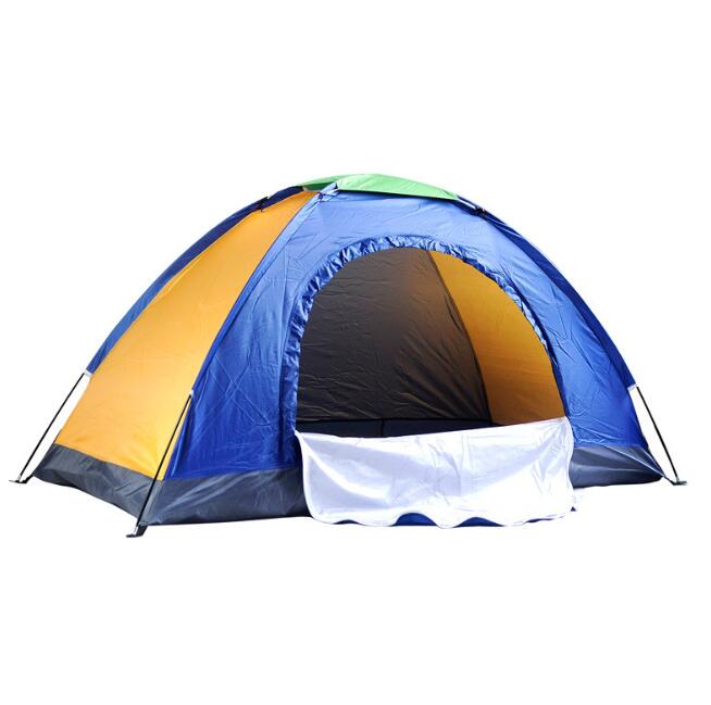 Double single tent Double tent Outdoor tent Campsite tent Tent: yellow and blue