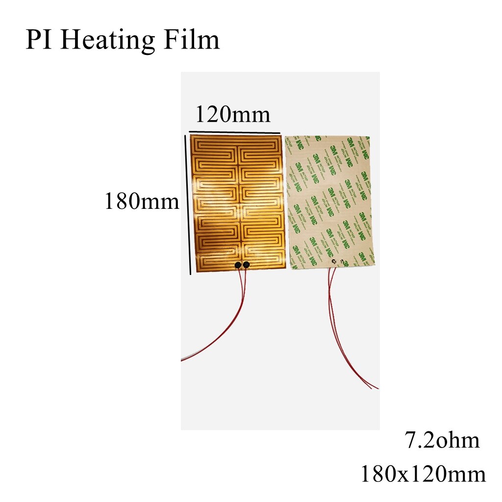 150X10Mm 5V 12V 24V 110V 220V Pi Verwarming Film Polyimide Adhesive Elektrische heater Plaat Panel Pad Mat Brandstof Folie Olie Motor Tank: 180x120mm