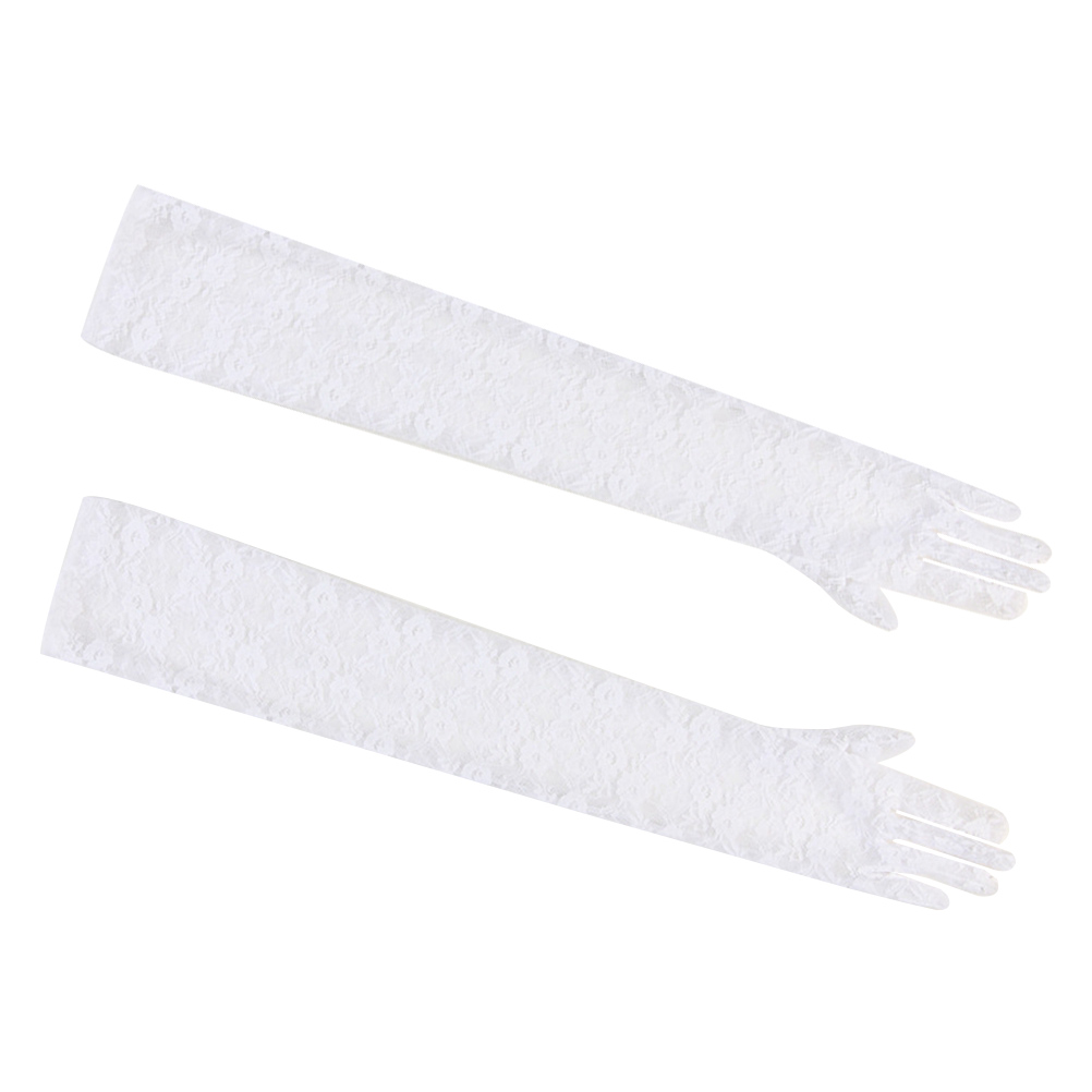 1 par blonde lange handsker arm kvinder piger anti-uv solbeskyttelse fuldfinger handsker udendørs kørehandsker fest bryllup handsker