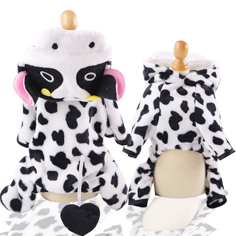 Funny Halloween Dog Costume Cute Cow Pet Dog Clothes For Small Dogs Cats Chihuahua Clothing Warm Fleece Puppy Dog Coats Jumpsuit: XL