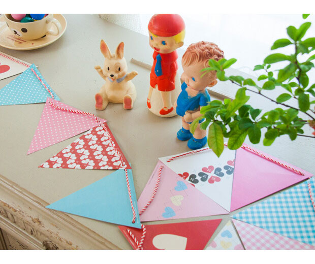 Bentoy koreanska söta prickiga flaggor 12 flaggor och 1 tråd set diy deco krans flaggor papperskonst