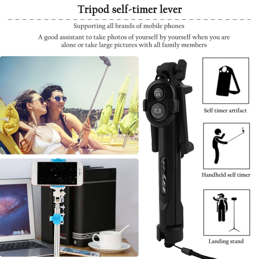 Wireless BT 4,0 Selfie palo Disparador remoto de teléfono móvil palo Selfie monópodo trípode soporte para IOS Smartphones Android