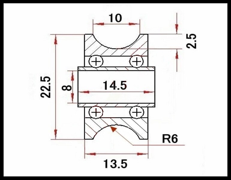 10pcs U22 U groove bearing pulley roller wheel steel ball bearings 8*22.5*14.5*13.5 mm Traces Walking Guide Rail bearing