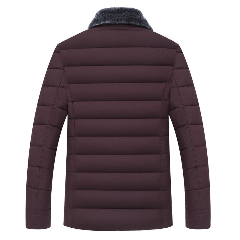 Vinter dunjakke herre tykk varm vindtett stor pelskrage bomullsklær doudoune homme