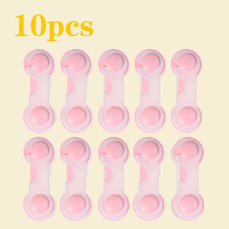 10 pces multi-uso gaveta do bebê bloqueio de segurança infantil de plástico para armário geladeira janela armário proteger protetor de segurança da criança: 10pcs pink