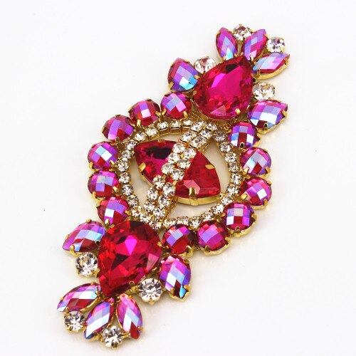 12*5.8 cm bandeau de mariée strass Applique pour wedidng robe sac décorations or mariage ceinture ceinture strass vert appliques: rose AB applique