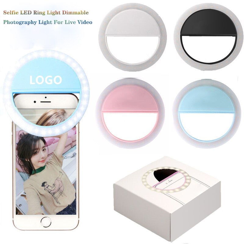 Selfie led ring flash lumiere telefon bærbar led mobiltelefon laptop kamera fotografering lys clip linse lampe til live video