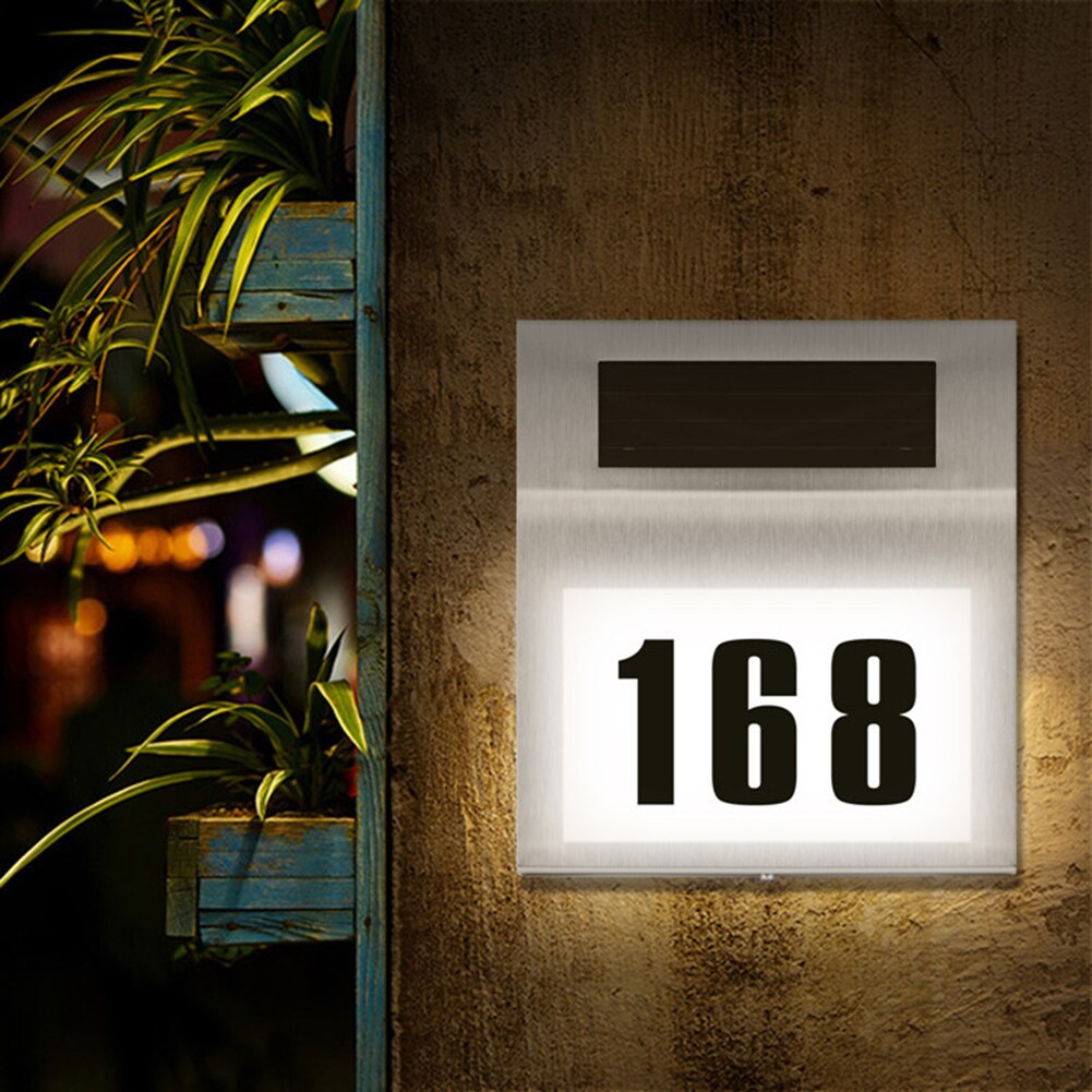 Waterproof Outdoor LED Solar Wall Light House Number Light Address Sign Illuminate for Home Garden Door Plate Wall Lamp