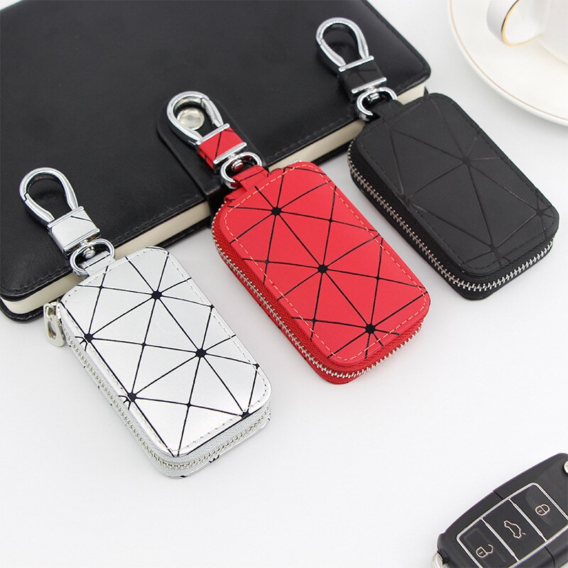 LLavero de cuero para hombre y mujer, funda organizadora de llaves de coche, cartera, bolsa, precio al por mayor