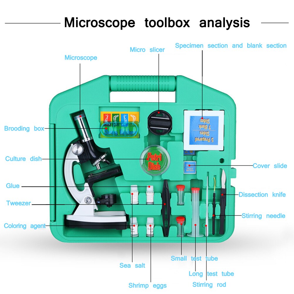 digital Microscope Set with Accessories Kit 100X-1200X Kids Students Microscope Biology Science Scientific Lab mini Magnifier