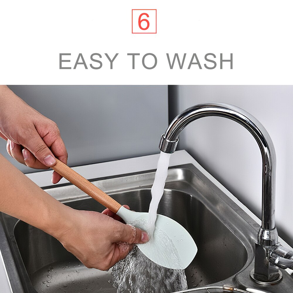 11Pcs Silicone Utensils Kitchen Utensils Set for Nonstick Pot Silica Gel Cooking Utensils Set Utensil Wooden Handle Kitchenware