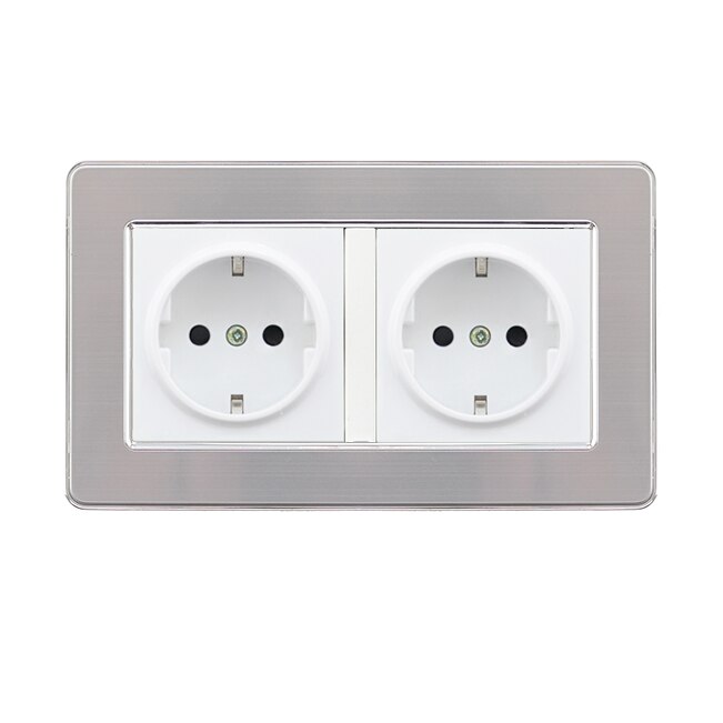Avoir Eu/De/Ru Standaard Plug Aarding Stopcontact Rvs Panel Outlet 146Mm * 86Mm dubbele Plug Stopcontact: Double Socket