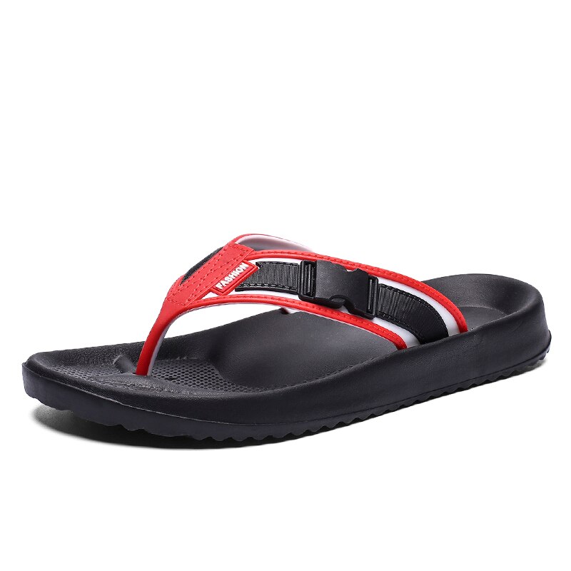 Sommar tofflor herr sandaler herr vatten skor lediga herr sandaler flip flop fritid soft slides skor strand tofflor sandalia: Röd / 9.5