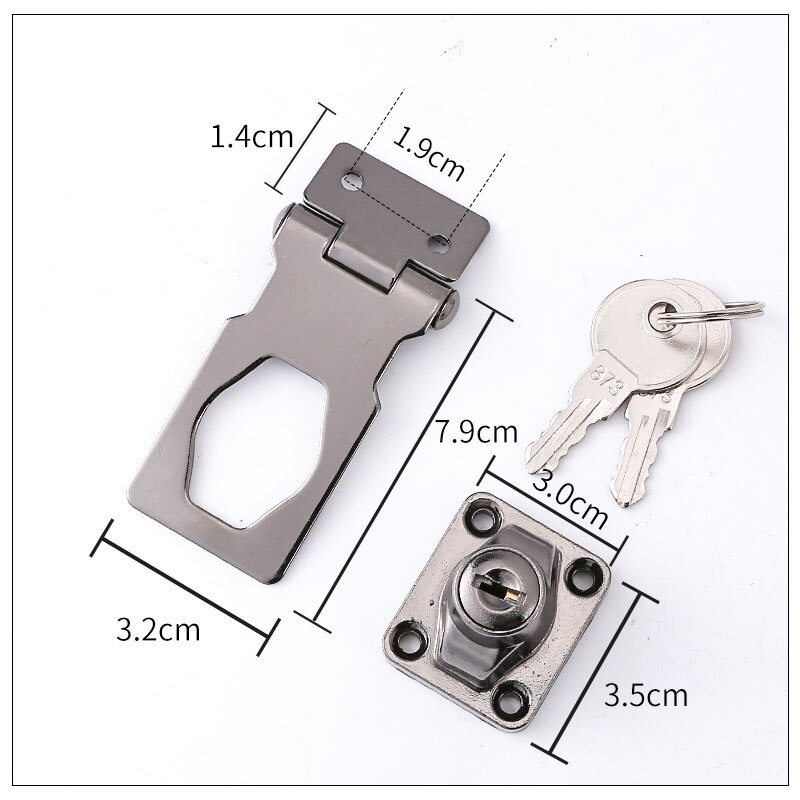 Stainless Steel Plating Self Locking Security Hasp Staple Lock Cupboard Padlock Door/Shed/Gate/Van Lock/desk/close with 2 Keys: B Silver black