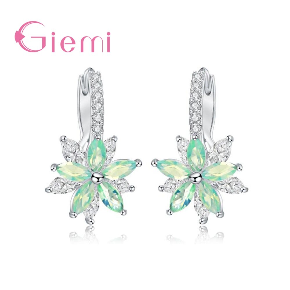 Mode Meisje Boucle Foreille Femme Romantische Stud Oorbellen Bloem Zirconia Voor Vrouwen Party Meisjes Verjaardag Oorbellen Sieraden: Green 02