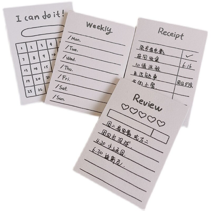 Black White Note Paper Simple Style Plaid Message Memo Pad Kawaii Stationery Notepad Office Leave Message Office Supplies