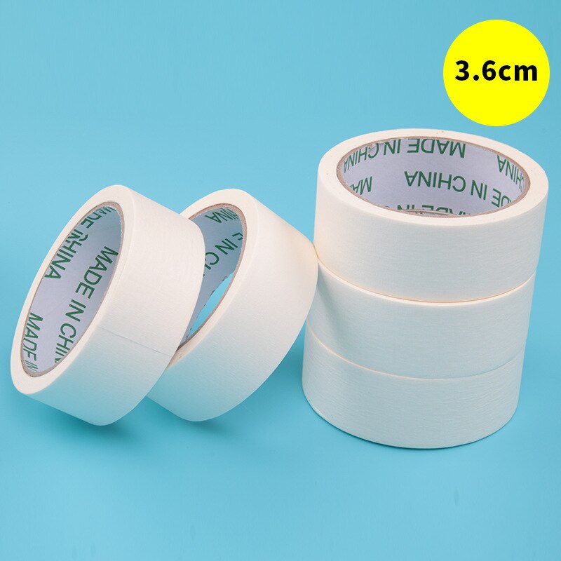 1pcs 12/18/24/36mm Masking Tape art painting white Car Spraying Single Side Adhesive Tape for House Oil Painting Sketch 20m Long: 3.6cm wide