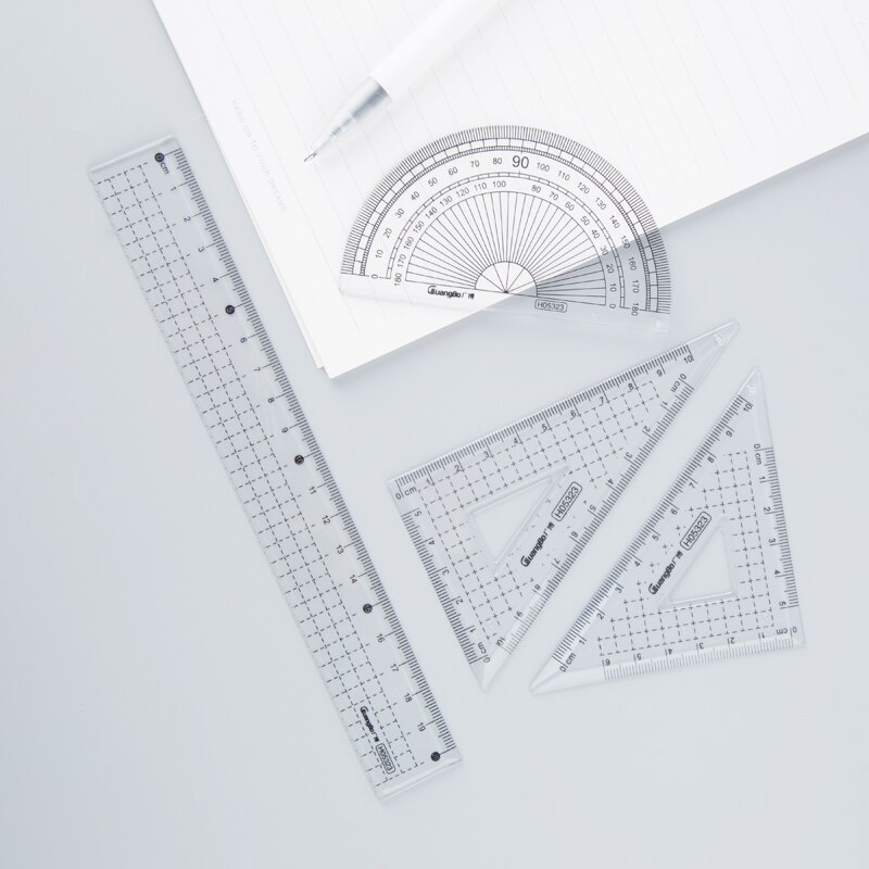4Pcs/Set Ins Stationery Ruler Mathematical Set Plastic Straight Triangular Ruler For School Accessories Supplies Drawing