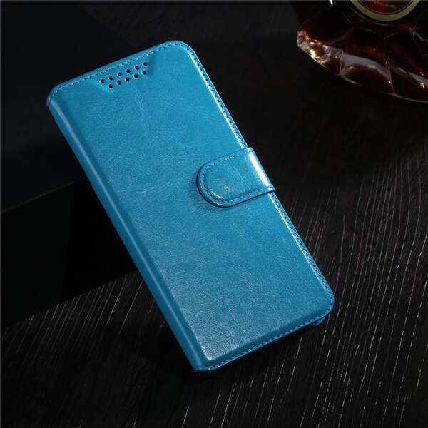 Luxe Retro Flip Case voor Huawei Y6 Lederen Achterkant Kaartsleuf Portemonnee Holster Huid Mode Telefoon Coque: Blue