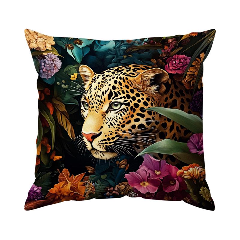 Leoparder blomster puter putetrekk trykt polyester 45 x 45cm kasteputetrekk dekorativ sofapute putetrekk hjemmedekor: Grønn
