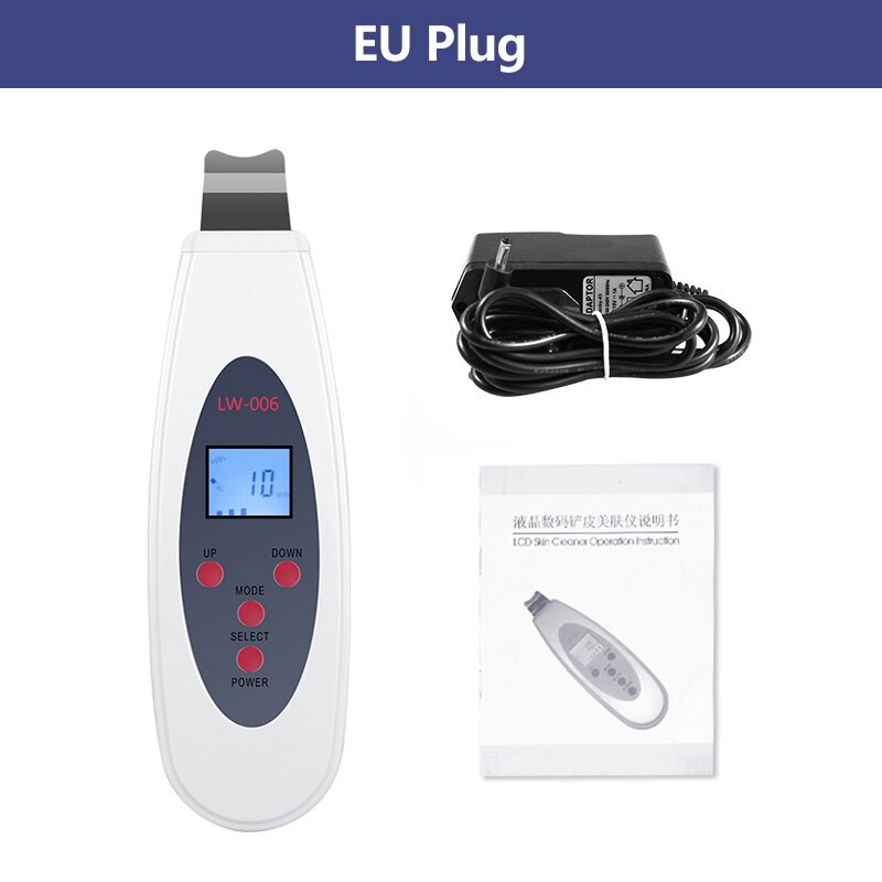 Ultrasonic Skin Scrubber Deep Face Cleaning Machine RemoveFacial Massager Ultrasound Peeling Clean Tone Lift LW006: EU-LW006