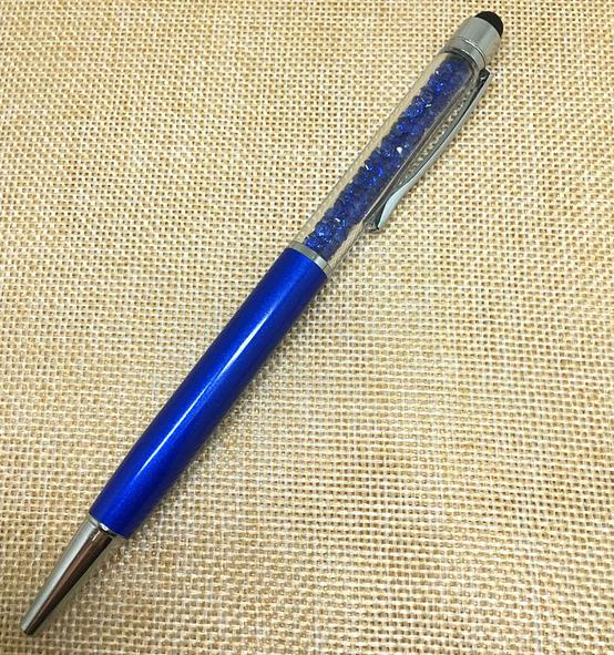 (1Pcs/Sell) Crystal Pen Diamond Pens Stationery Fountain Pen Stylus Touch Pen 11 Colors Oily Black Refill: 12