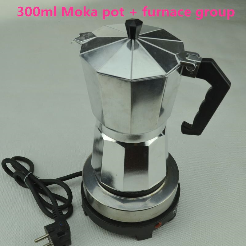 Cafetera italiana hecha a mano, cafetera Octagonal de aluminio, olla Moka eléctrica, horno de cafetera Moka, máquina de café separada: 300ml