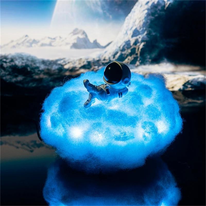 Astronaut Wolken Nachtlampje Ruimte Astronaut Led Lamp Nachtlampje 3D Regenboog Effect Kleurrijke Wolken Licht Met Afstandsbediening: 2