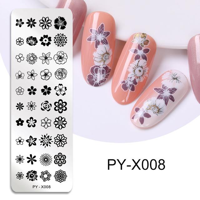 PICT YOU-plantillas para estampado de uñas, plantilla para estampado de uñas con formas geométricas, imagen DIY de hojas de animales para pulir uñas: PYX008