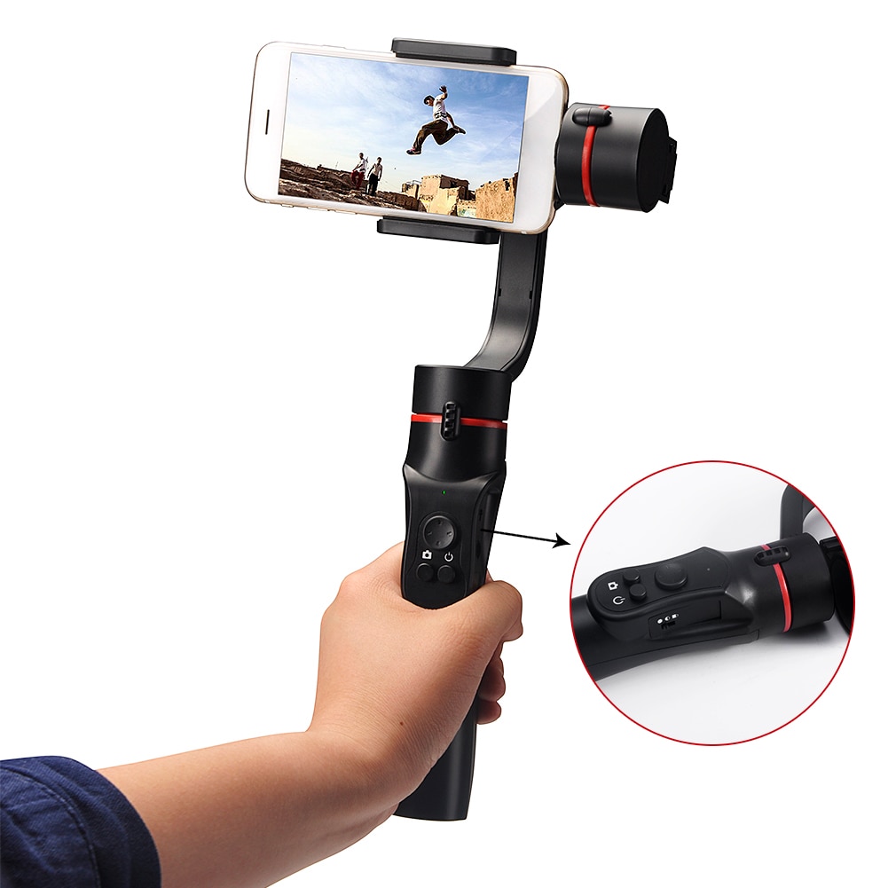 H2 3 Achsen Video Rekord Unterstützung Verlängerung Selfie Einstellbar Richtung draussen Smartphone Stabilisator Handheld Gimbal USB Ladung