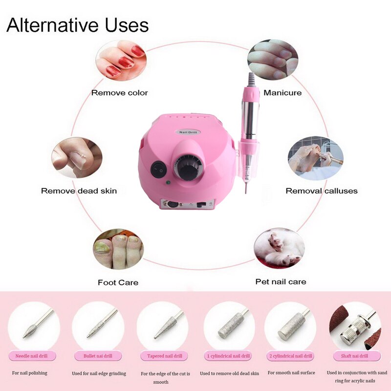 45W 35000Rpm Nail Boor Machine Voor Manicure Pedicure Met Polijsten Bits Electric Nail Boor Kit Salon Gebruik Nail art Apparatuur