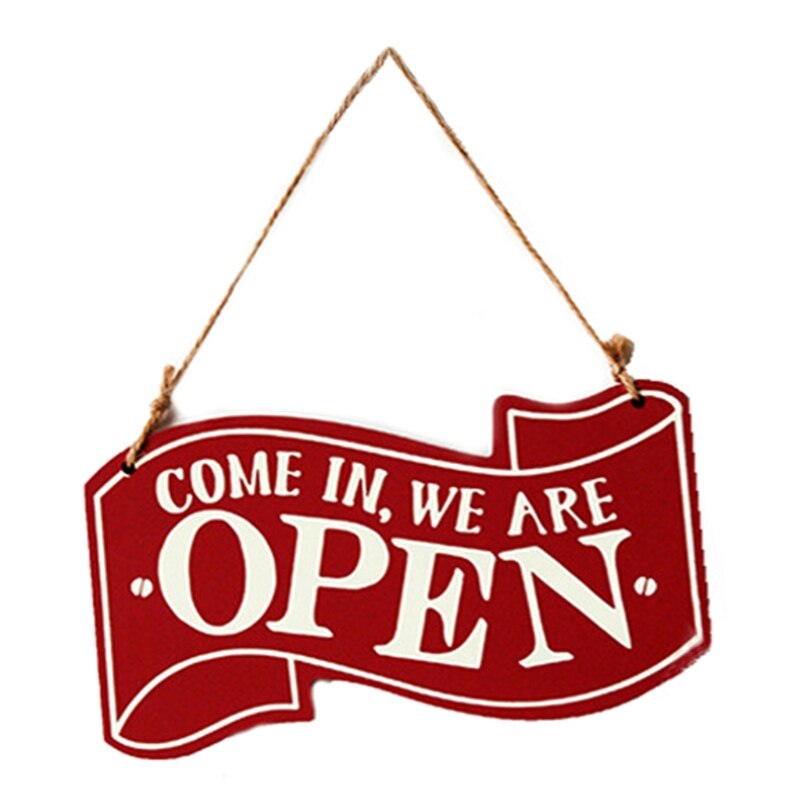 066E Vintage Wooden Double Sided Open Closed Sign Rustic Business Hanging Plaque with Rope for store Shop Cafe Bar Door
