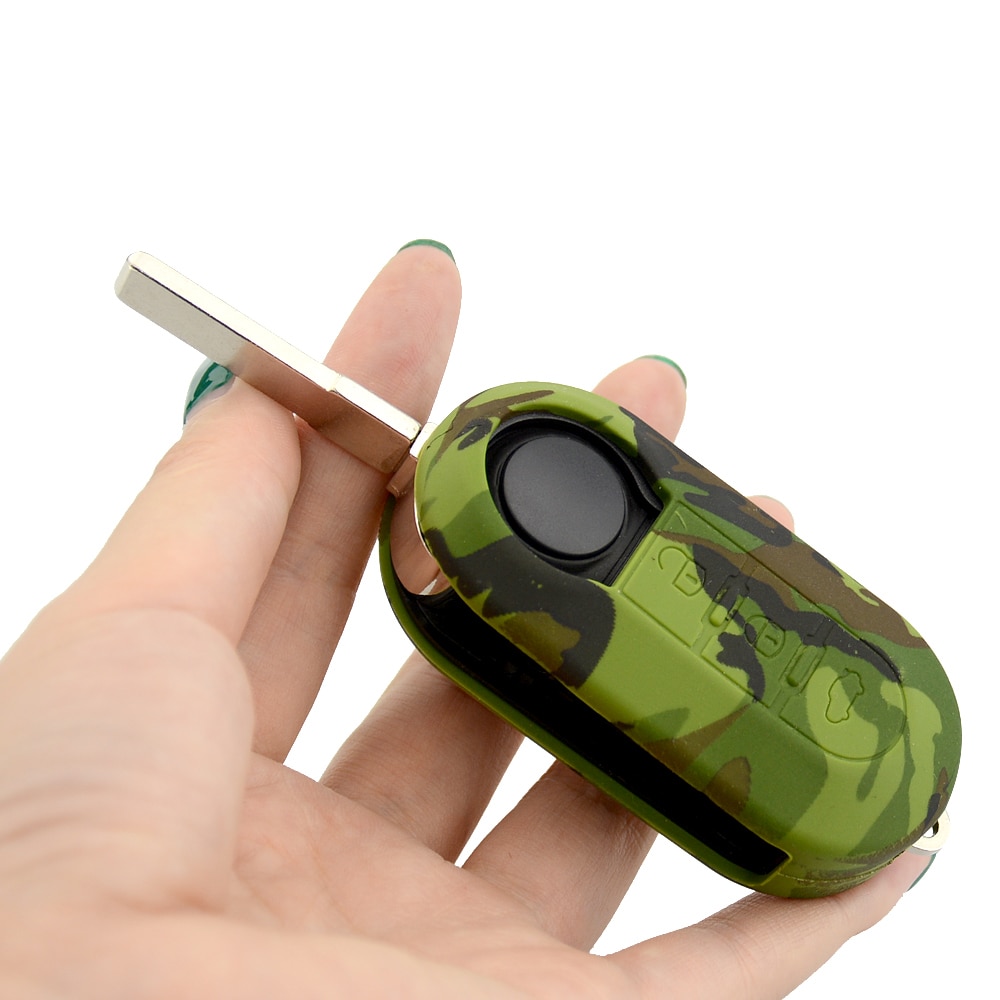 Okeytech 3 -knapper blødt silikone bilnøgle cover passer til fiat 500 nøgle cover blank fob shell bildele biltilbehør