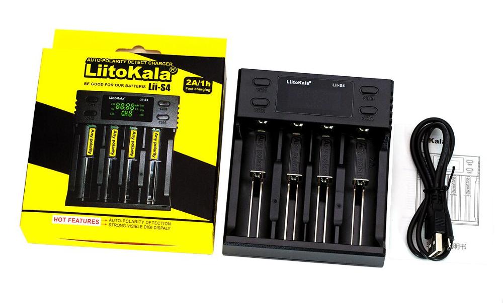 Liitokala Lii-500 Lii-PD4 Lii-500S Lii-PL4 Lii-S4 Sbattery Charger 18650 21700 26650 AA Charger 18350 18500 17500 25500 battery: Lii-S4 Charger