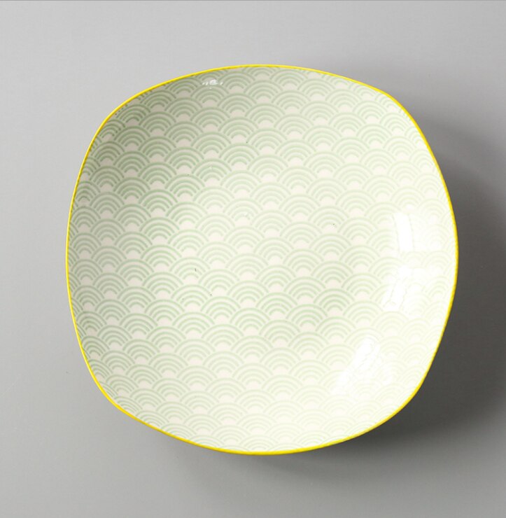 Japanese 8-inch Square Ceramic Dish Glaze Color Simple Household Serving Dish Salad Plate Dinner Plates For Kitchen Utensils: 6