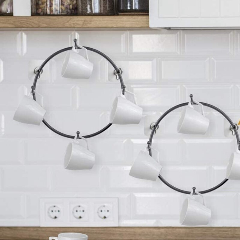 SHGO CHAUDE-Porte-Gobelet À Café, fixé au Mur Support De Tasse De Café Rond Tasse À Café Cintres Pour Le rangement de La Cuisine Et Organisateur, crochets De Tasse