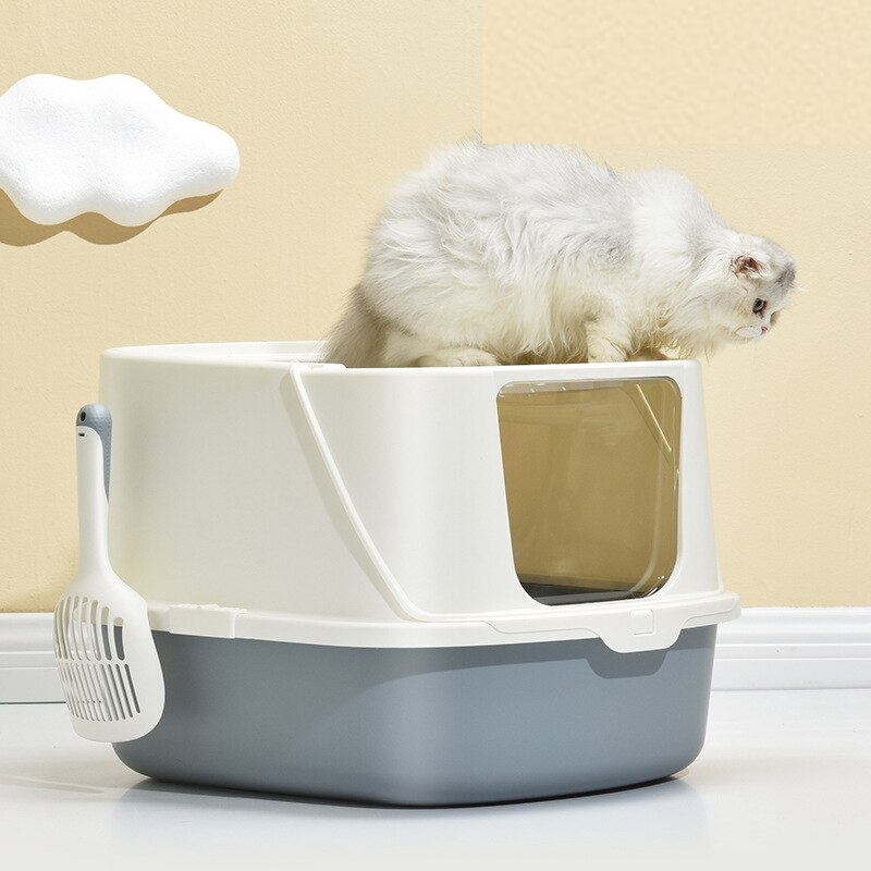 Caja de arena para gatos cerrada, antisalpicaduras Cajón Grande, desodorización, inodoro para gatos, extragrande, suministros para gatos
