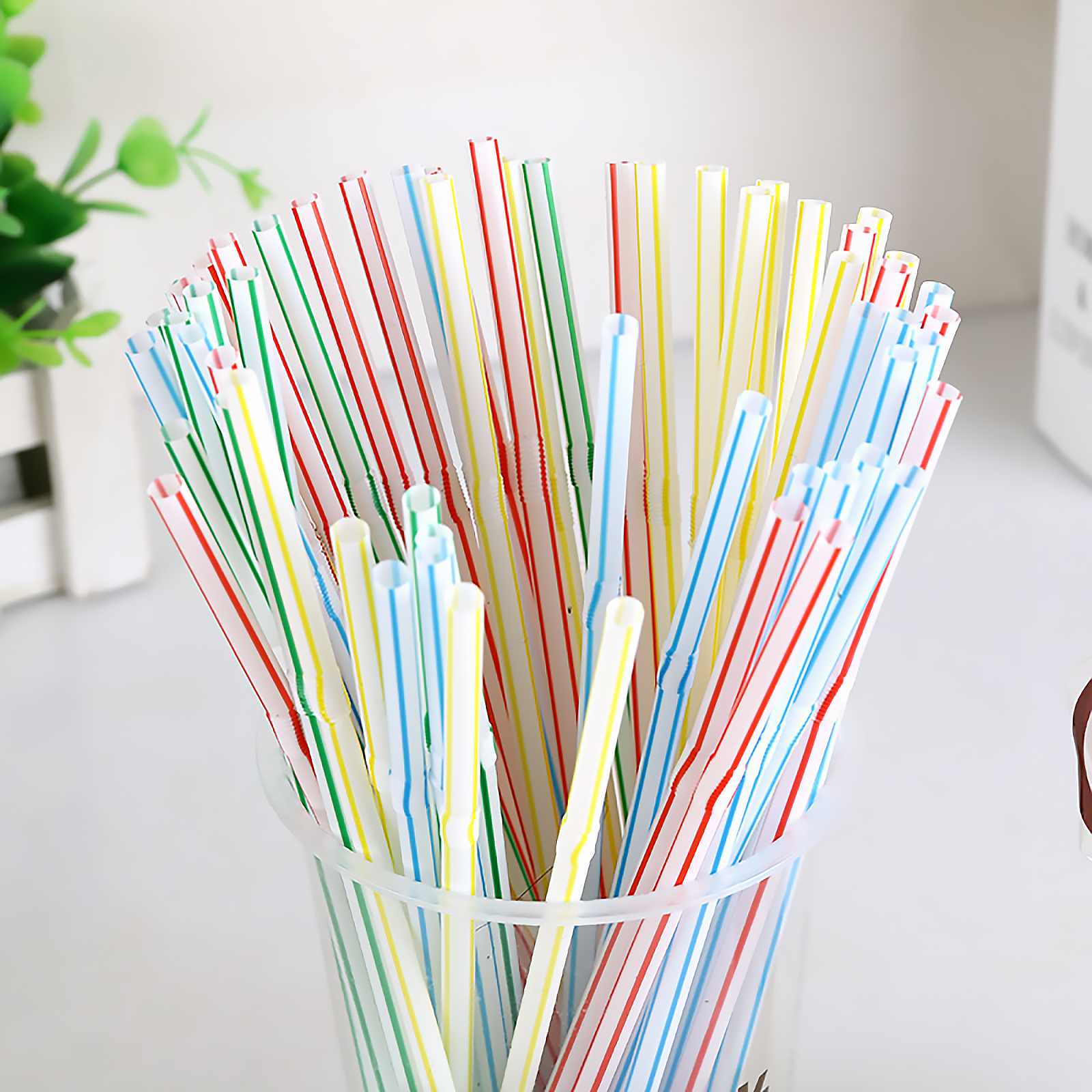 100-1500PCS Colorful&Black Flexible Plastic Drinking Straws Milk Tea Bar Party Wedding Kitchen Beverage Straw Home Accessories