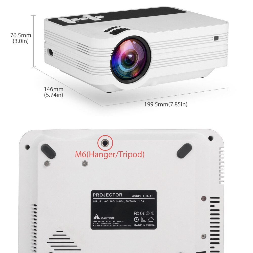 ThundeaL UB10 HD Mini Projector Outdoor Video Cheap Portable Digital Projector Support 1080P USB with VGA SD AV Video Beamer