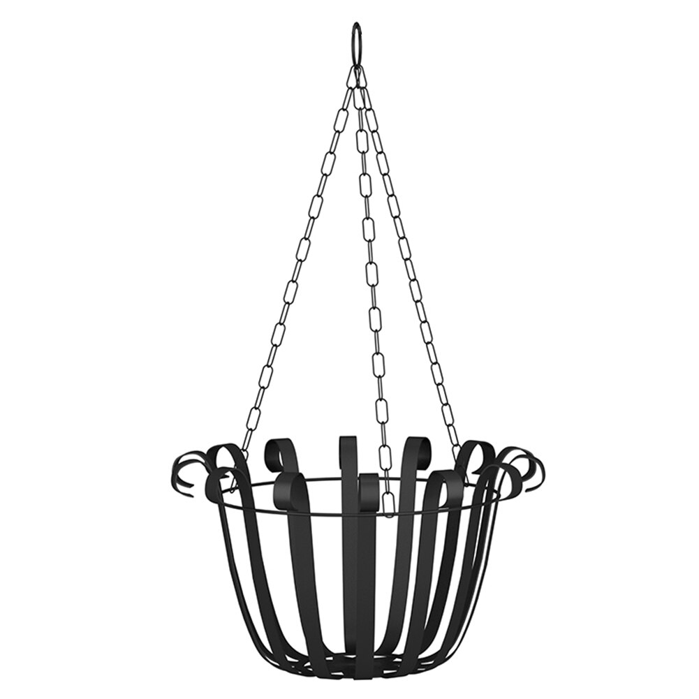 Colgador de cesta para macetas de hierro para colgar en la pared, maceta para decoración del jardín y balcón: Black