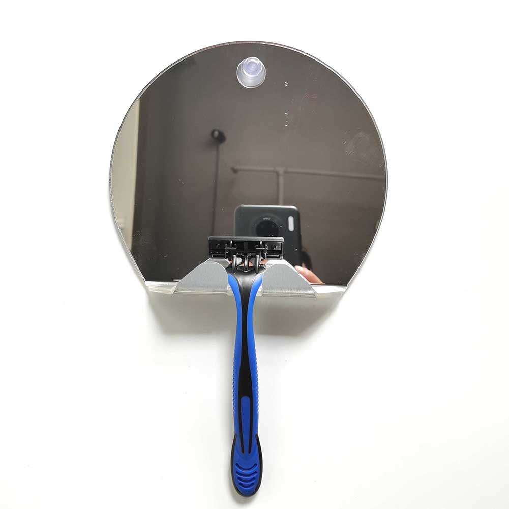Portable Unbreakable Anti-fog Shower Mirror for Shaving Razor Hook Holder Suction Cup to Washroom Wall Fog Free Travel Mirror: Round