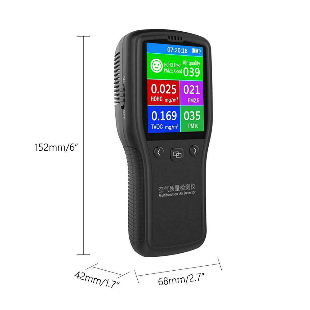 8 em 1 profissional monitor de qualidade do ar digital analisador gás pm2.5 pm10 formaldeído hcho tvoc lcd detector gás