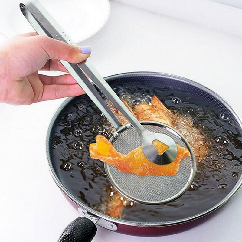 Stainless Steel Spoon Kitchen Oil-frying With Clip Multi-functional Kitchen Strainer Accessories Cooking Tools #83