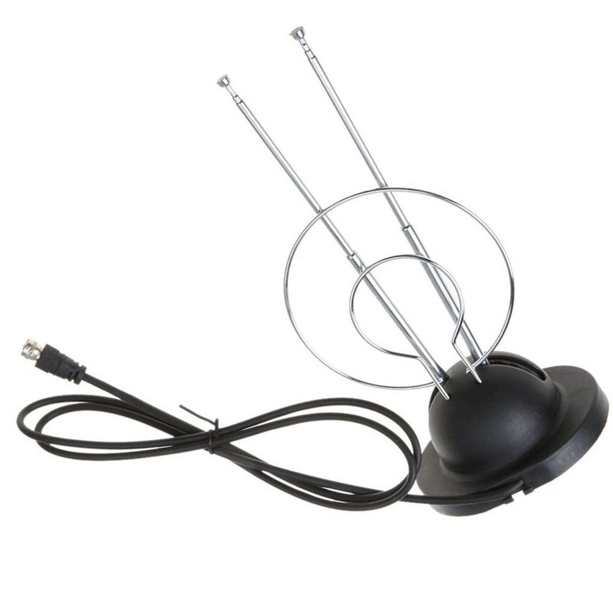 Antena aérea de tv com orelhas de coelho, digital, hdtv vhf uhf sinal com cabo coaxial