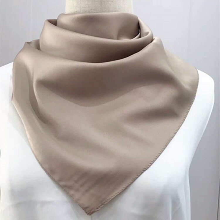 70*70 Cm Bandana Hoofddoek Voor Vrouwen Zijde Satijn Haar Sjaals Vrouwelijke Leuke Zakdoek Hals Sjaals Voor Dames groen Zwart Wit: Khaki