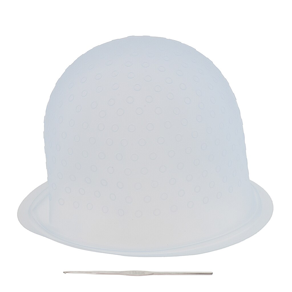 Gorro de tinte de silicona reutilizable para el cabello, gorra de peluquería con aguja de gancho, herramientas de teñido de glaseado: Blue